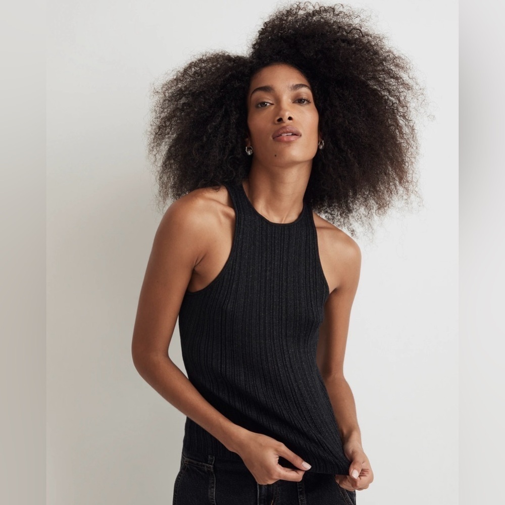 Madewell Signature Shimmer Knit Cutaway Sweater Tank - Picture 8 of 10